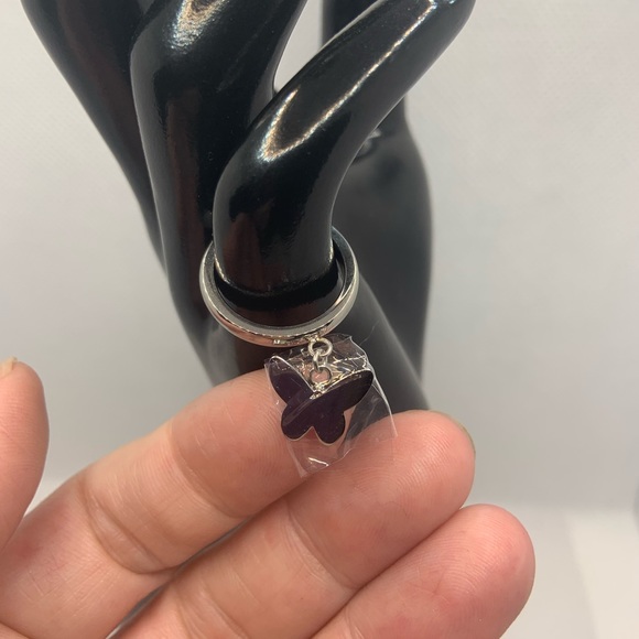 SET OF 3 BUTTERFLY CHARM BAND RINGS - Picture 4 of 8